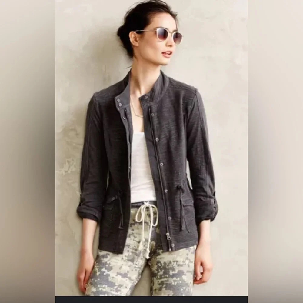 Anthropologie Saturday Sunday Gray Cotton Military Jacket Size Small P0971